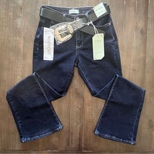 Sky Jeans Junior Pants Size 7 Blue Flare Casual Bootcut Denim Bling Belt
